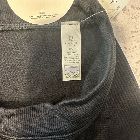 AERIE Ribbed Seamless 3” Drawcord Bike Short NWT Black Sizes S & M - Picture 6 of 7